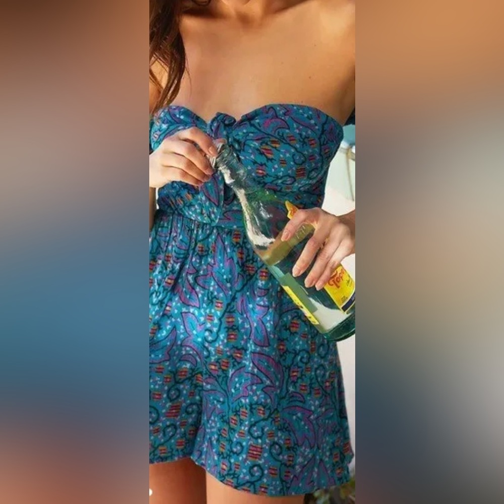 Anthropologie Nixie Romper Short Outfit New  Turquoise Blue Beautiful !!